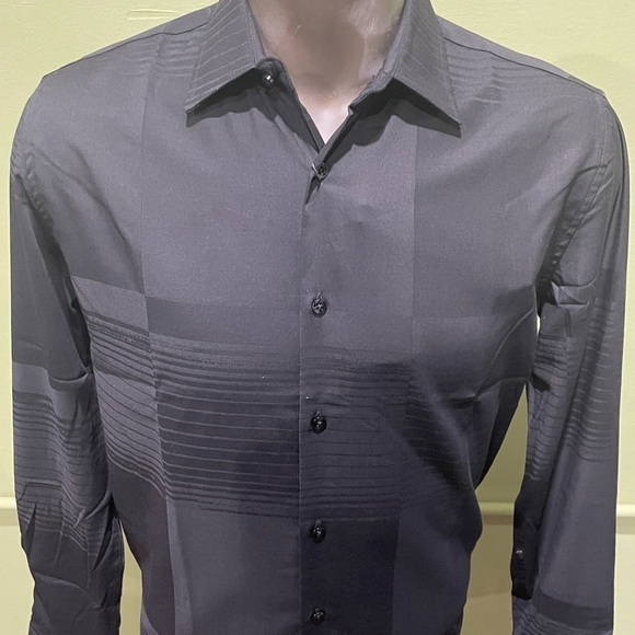 Deniko shirt button front black stretchy regular fit - Picture 4 of 4